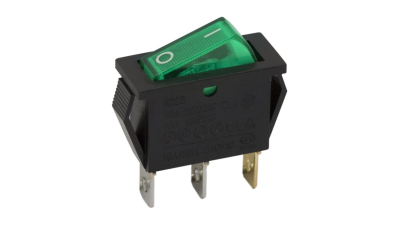 Intrerupator basculant 1 circuit 10A-250V OFF-ON lumini de verde, Set comutatoare 5 buc