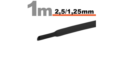 Tub termocontractibil pentru izolare ,marcare si protectie Negru 2,5 / 1,25mm, 20m