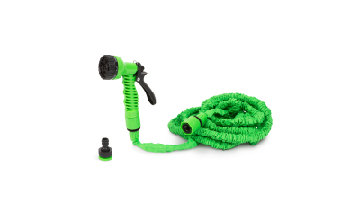 Set pentru stropit, furtun textil flexibil 15 m, pistol de pulverizat 7 in 1, racorduri