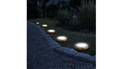 Lampa solara detasabila cu LED - Stony - Alb Cald - 12 x 12 x 2,5 (+11) cm