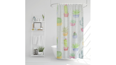 Perdea de dus - model cu cactusi - 180 x 180 cm