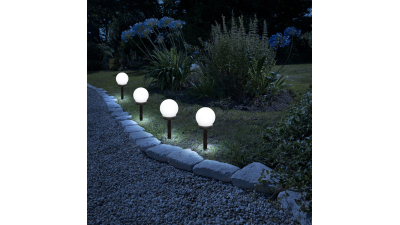 Lampa solara LED - plug-in - sferica, alb rece - ?10 cm