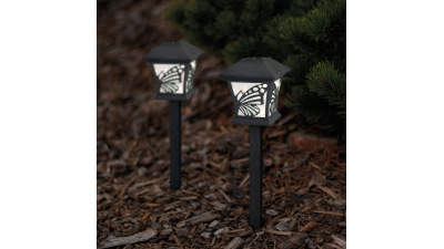 Lampa solara LED - model fluturi - negru, alb cald - 9 x 9 x 25 (+9) cm
