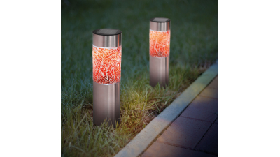 Lampa solara metalica - alb cald - 6 x 6 x 22 (+11) cm