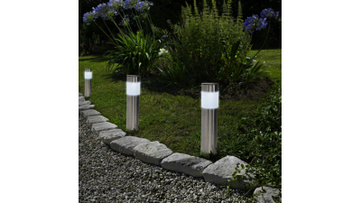 Lampa solara metalica - opal - alb rece - 6 x 6 x 27 (+10) cm