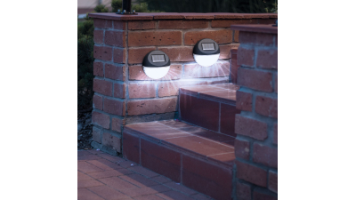 Lampa solara LED - neagra, lumina alb rece - 11 x 11 x 4 cm