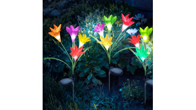 Lampa solara model floare - LED RGB - 75 cm - 2 buc. /Pachet