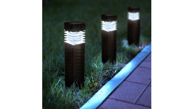 Lampa solara - efect ratan, maro - alb rece - 7 x 7 x 28 (+12) cm