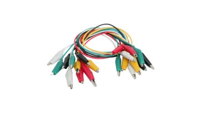 Clema contacte electrice tip cleste crocodil, mini, diverse culori, cablu 37cm set 10 buc.