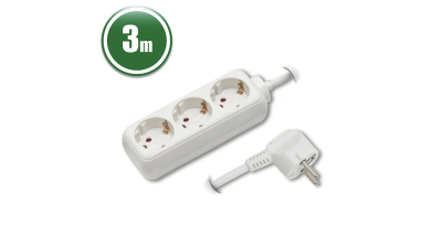 Prelungitor alimentare curent electric cu distribuitor triplu - 3 metri