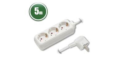 Prelungitor alimentare curent electric cu distribuitor 3 prize, 5 metri