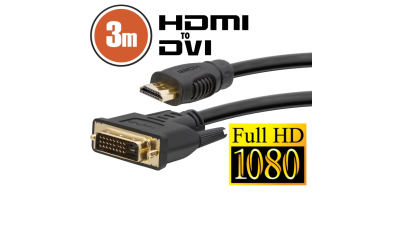 Cablu DVI-D / HDMI 3m cu conectoare placate cu aur