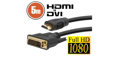 Cablu DVI-D / HDMI 5m cu conectoare placate cu aur