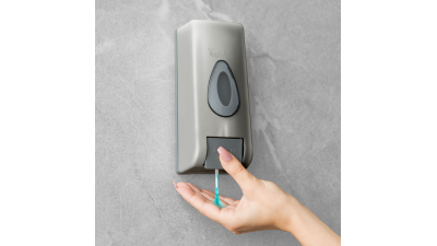 Dozator manual de sapun lichid Vog und Arths - 350 ml, de perete - argintiu