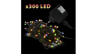 Instalatie brad cu 300 LED-uri, sir lumini 40 metri, diverse culori