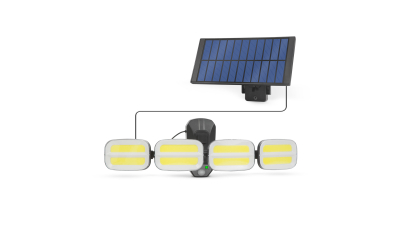 Reflector solar cu senzor de miscare - cu unitate solara prin cablu - 8 LED-uri COB