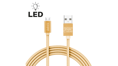 Cablu de date - Micro USB - cu lumina LED, auriu, 1 m