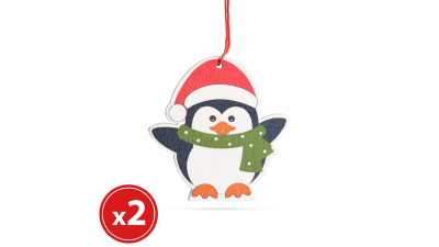 Set ornamente de pom - model pinguin - lemn - 8 x 6 cm, 2 buc./ pachet