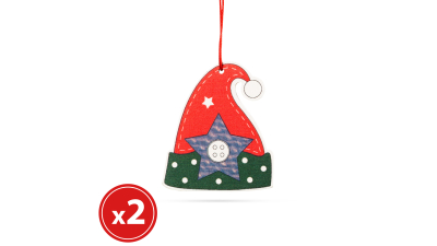 Set ornamente de pom - model caciula spiridus - lemn - 8 x 6 cm, 2 buc./ pachet