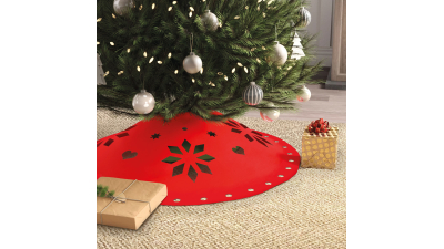 Napron pentru pus sub brad - 90 cm x 3 mm, din fetru rosu