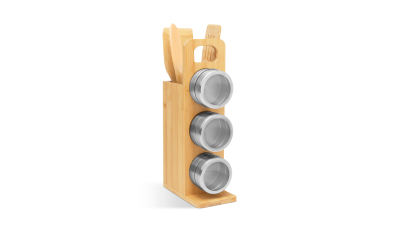 Raft magnetic pentru condimente - set de scule din bambus - 7 piese - 80 x 135 x 275 mm