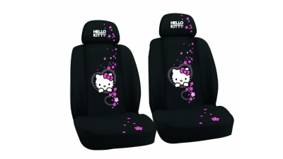 Huse scaune auto Hello Kitty, set 2 bucati pentru scaunele fata, culoare negru