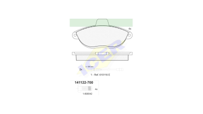 Set placute frana Icer 141122700, parte montare : Punte Fata