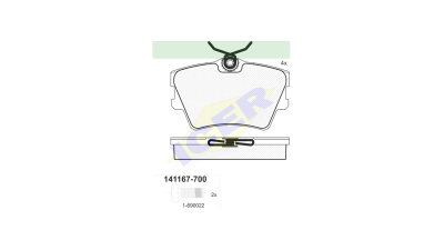 Set placute frana Icer 141167700, parte montare : Punte Spate