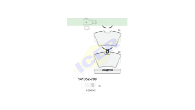 Set placute frana Icer 141352700, parte montare : Punte Spate