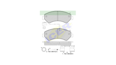 Set placute frana Icer 141836201, parte montare : Punte Fata