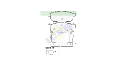 Set placute frana Icer 180752701, parte montare : Punte Spate