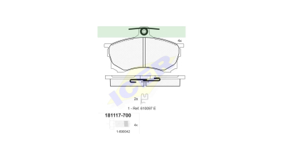Set placute frana Icer 181117700, parte montare : Punte Fata