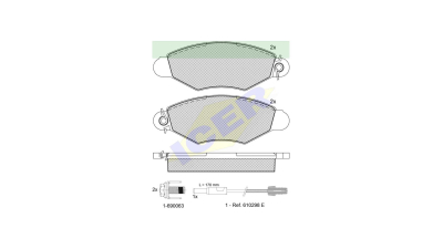 Set placute frana punte fata Peugeot 306 1993-2003, Clio II, 1998-2012, Kangoo 1997-2008; Kubistar 2003-2008, Thalia 1 1998-; marca Icer Spania