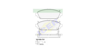 Set placute frana Icer 181359701, parte montare : Punte Fata