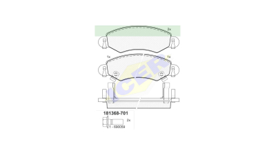 Set placute frana Icer 181368701, parte montare : Punte Fata