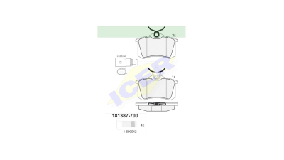 Set placute frana Icer 181387700, parte montare : Punte Spate