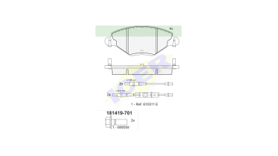 Set placute frana punte fata Citroen C5 1 (DC), 03.2001-2008, marca Icer 181419701