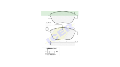 Set placute frana Icer 181440701, parte montare : Punte Fata