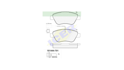 Set placute frana Icer 181444701, parte montare : Punte Fata