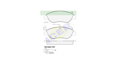 Set placute frana Icer 181445701, parte montare : Punte Fata