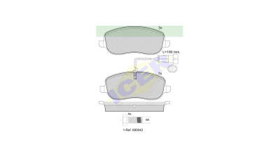 Set placute frana Icer 181732700, parte montare : Punte Fata
