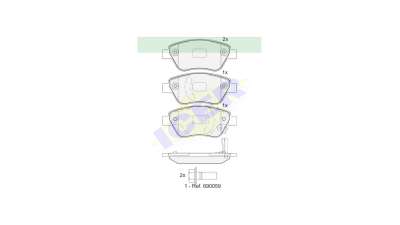 Set placute frana punte fata Opel Corsa C, Corsa D; ADAM 2012-2019,  pentru discuri de frana ventilat de 257 mm ; Icer Spania