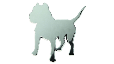 Ornament 3D PitBull, 85x85mm, cromat, adeziv