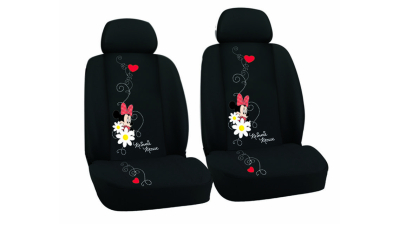 Huse scaune auto Minnie Mouse, set 2 bucati pentru scaunele fata, culoare negru