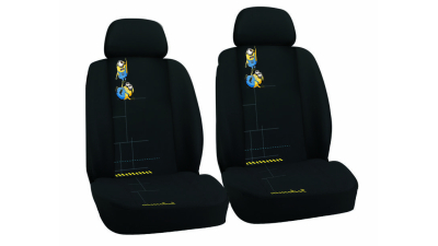Huse scaune auto Minions, set 2 bucati pentru scaunele fata, culoare negru