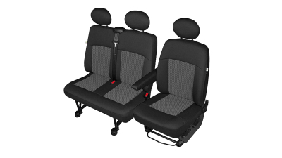 Huse scaune auto Perun pentru Volkswagen Transporter T5, 2+1, set huse auto VAN