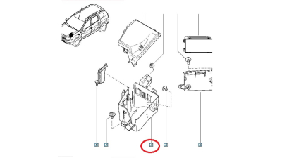 Cutie pentru blocul de Sigurante fuzibile Motor - Fara Capac - Dacia Logan II 2012-2016, Sandero II 2012-2016; Duster, Lodgy, Dokker, Renault Captur, Clio 4. 243809584R,  piesa originala OE