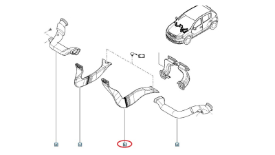Conducta Incalzire stanga Dacia Logan II 2012-2018, LOGAN MCV II, sandero 2 2012-2018; aerator, 279318256R,  piesa originala OE