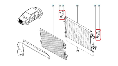Suport Radiator motorizare 1.5 dci Dacia Logan 2004-2008, 6001546863,  piesa originala OE, partea stanga/dreapta