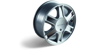 Janta aliaj 15 inch Dacia Logan 2004-2012, Logan MCV 2007-2012, Sandero 2008-2012; 6jx15 model Sinai cu 4 gauri, 1 buc. 6001547245,  piesa originala OE